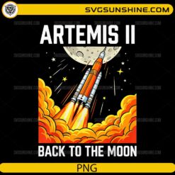 Artemis II cartoon rocket launch back to the Moon PNG design