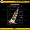 Artemis II blueprint rocket PNG with labeled space mission diagram