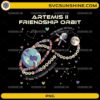 Artemis II friendship orbit PNG with Earth moon spacecraft and beaded bracelet