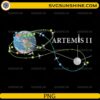 Artemis II mission route map showing Earth to Moon trajectory PNG