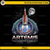Artemis rocket launching in 2026 mission to the Moon PNG design