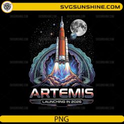 Artemis rocket launching in 2026 mission to the Moon PNG design