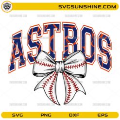 Astros baseball bow design with team lettering and baseball stitches