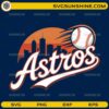 Astros baseball skyline design with Houston city silhouette and baseball