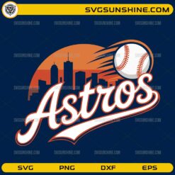 Astros baseball skyline design with Houston city silhouette and baseball