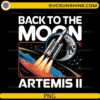 Back to the Moon Artemis II PNG with rocket launch and moon illustration