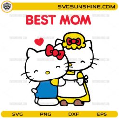 Best Mom Hello Kitty SVG with cute hugging illustration and heart