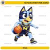 Bluey cartoon dog playing basketball wearing Michigan uniform PNG
