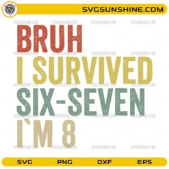 Bruh I Survived Six Seven I’m 8 SVG funny birthday design