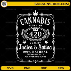Cannabis 420 vintage SVG design with Indica and Sativa retro typography