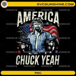 Chuck Norris America PNG patriotic vintage design with USA flag and bold text