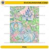 Cinderella castle seamless pattern PNG with princess carriage and floral elements
