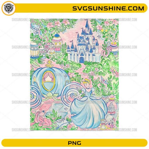 Cinderella Castle Seamless Pattern PNG – Princess Carriage & Fairytale ...