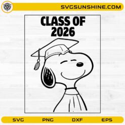 Class of 2026 Graduate Snoopy Dog SVG &ndash; Cute Graduation Cartoon Dog SVG, Senior 2026 Cap Design