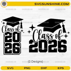 Class of 2026 SVG with graduation cap design bundle