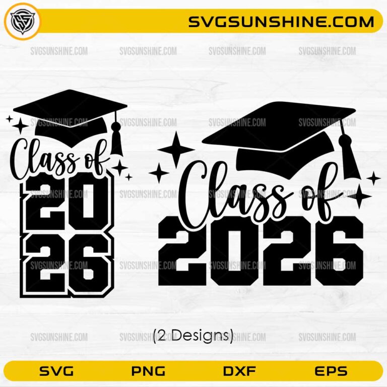 Class of 2026 SVG Bundle – Graduation Cap Cut Files (2 Desig