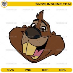 Funny cartoon beaver face SVG with big teeth and smileb