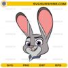 Cute bunny cartoon face SVG with big eyes and long ears