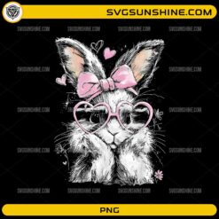 Cute Easter Bunny with Glasses PNG – Pink Bow Rabbit Spring Design Download