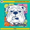 cute bulldog PNG with floral background colorful dog design
