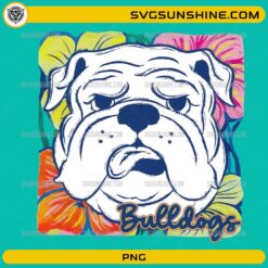 cute bulldog PNG with floral background colorful dog design