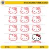 cute kitty face SVG bundle cartoon cat head with bow outline design