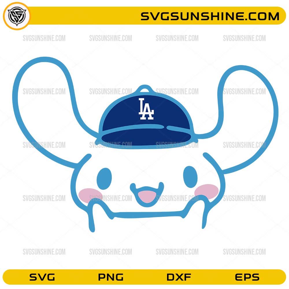 Cute kawaii dog wearing LA baseball hat SVG design