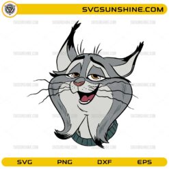 Funny cartoon lynx face SVG with fluffy cheeks and tufted ears