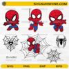 Cute spider hero SVG bundle with cartoon characters and spider web designs for Cricut