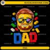 dad master builder PNG with brick character and colorful blocks