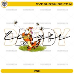 cute daddy tiger PNG holding honey with bees father day design