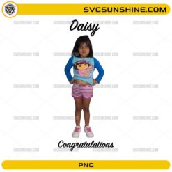 Daisy Congratulations PNG &ndash; Cute Cartoon Girl Birthday Design Digital Download