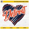 Detroit baseball SVG with heart shape and stitching design