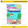 Disney cruise PNG with ship, beach, palm trees, and tropical elements