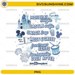 Disney monorail magic castle selfie theme park design with Mickey Mouse elements