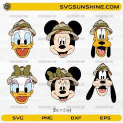 Disney safari friends SVG bundle with Mickey Minnie Donald Daisy Pluto Goofy