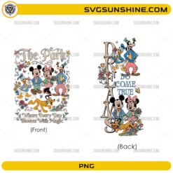 Disney The Park Where Every Day Blooms With Magic front and back design with Mickey Mouse and friends