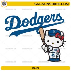 Dodgers Hello Kitty batter PNG holding baseball bat cute cartoon