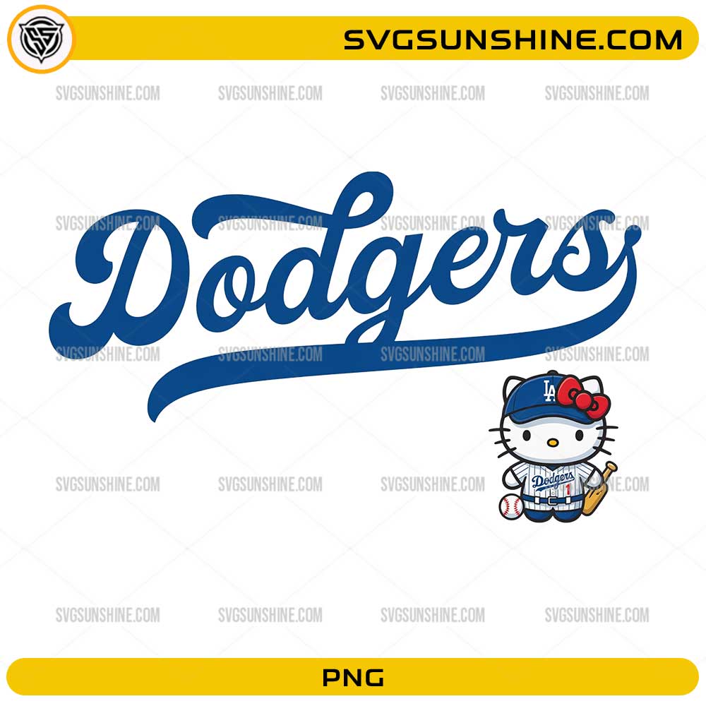 Dodgers Hello Kitty PNG cute baseball cartoon girl design