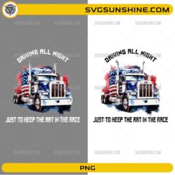 Driving All Night truck PNG American flag semi truck design