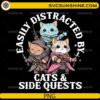 Easily Distracted By Cats and Side Quests funny RPG gamer cats design