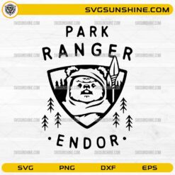 Endor Park Ranger SVG with cute forest ranger bear and trees