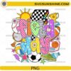 Field Day Fun Day PNG colorful sports design with balls, trophy, and school elements