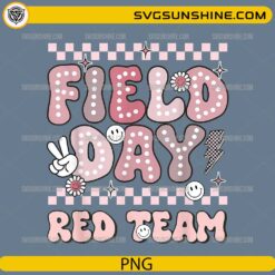 Field Day Red Team PNG groovy smile face retro school design
