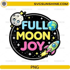 full moon joy cute space cartoon with rocket earth and stars design
