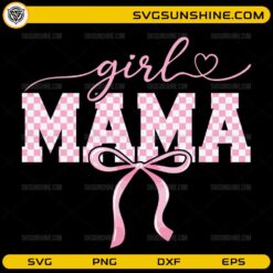 girl mama pink checkered bow SVG PNG mothers day design