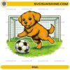 cute goalkeeper puppy playing soccer PNG cartoon design