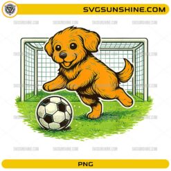cute goalkeeper puppy playing soccer PNG cartoon design