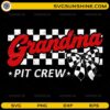 Grandma Pit Crew SVG racing shirt design with checkered pattern and bow