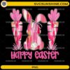 Happy Easter Bunny PNG with pink bunny silhouette and carrots design
